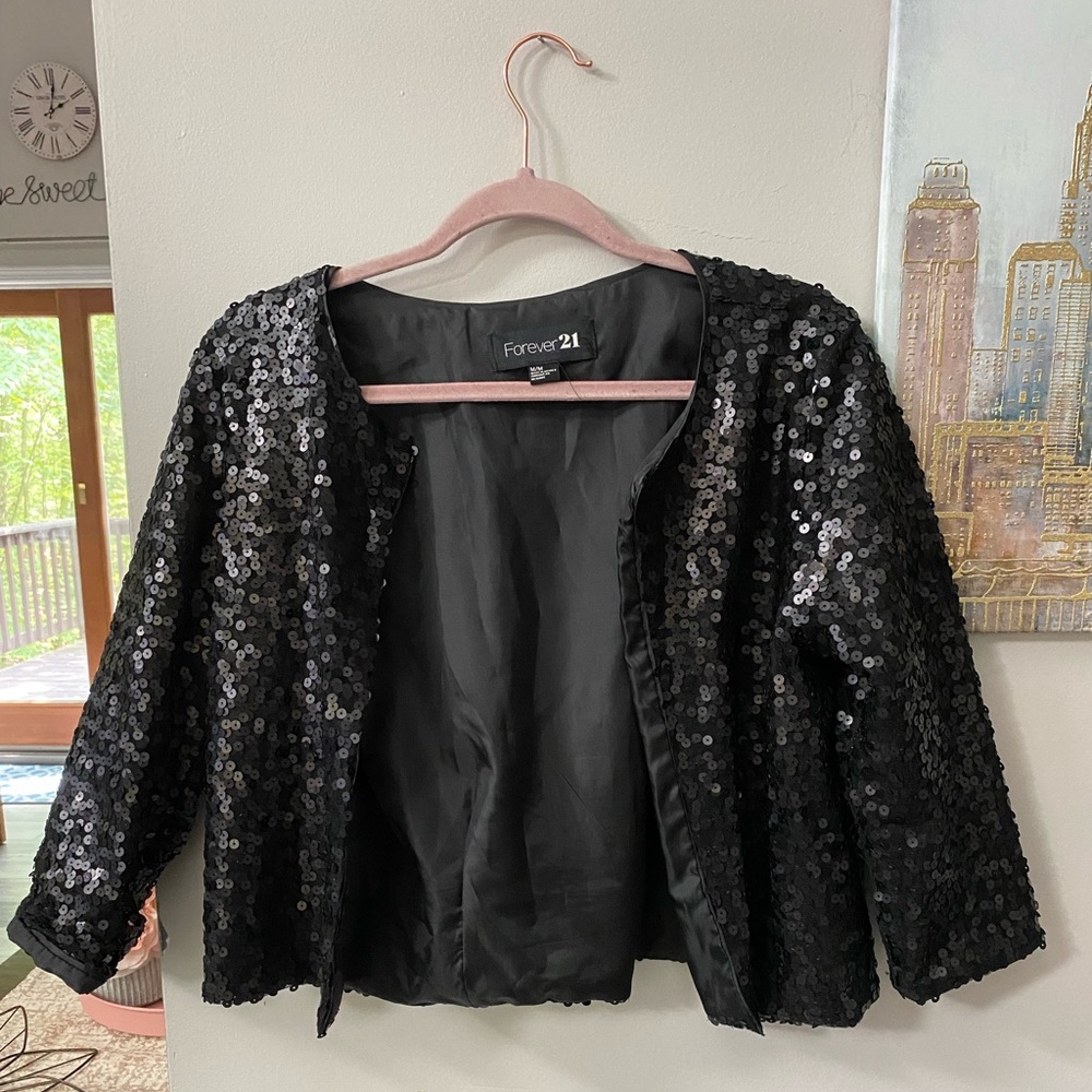 Forever 21 Sequin cropped blazer